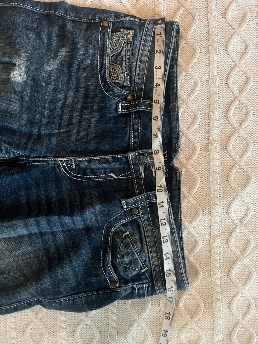 Vigoss Dark Blue Distressed Women’s Skinny Cropped Jeans Size 29 - Picture 13 of 16